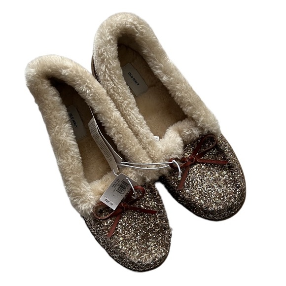 Old Navy Shoes New Gold Glitter Moccasin Slippers Size 7 Poshmark